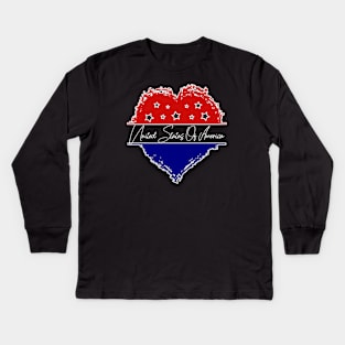 United States of America Heart Red White Blue Kids Long Sleeve T-Shirt